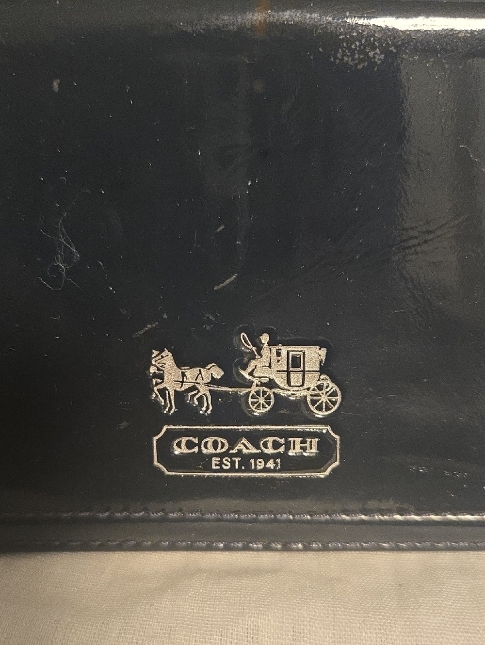 Coach Glossy Black Patent Leather Long Wallet with Silver Logo - Picture 3 of 8
